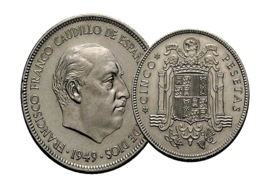 Monedas de 5 pesetas de 1949