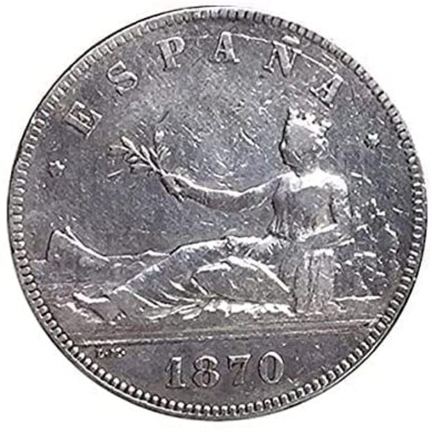 Monedas de 5 pesetas de 1870
