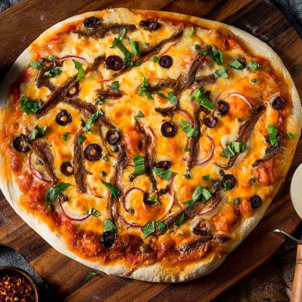 Pizza casera con anchoas. Foto: bigstock
