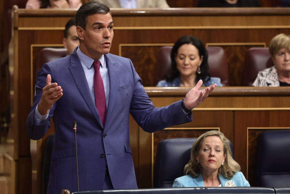 Pedro Sánchez durante la sesión de control al Gobierno en el Congreso