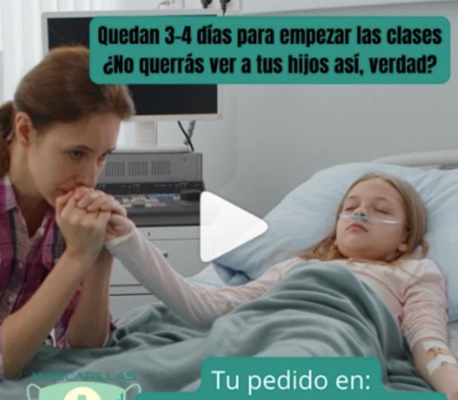 Polémica por un anuncio que usa duras imágenes de niños hospitalizados para vender mascarillas