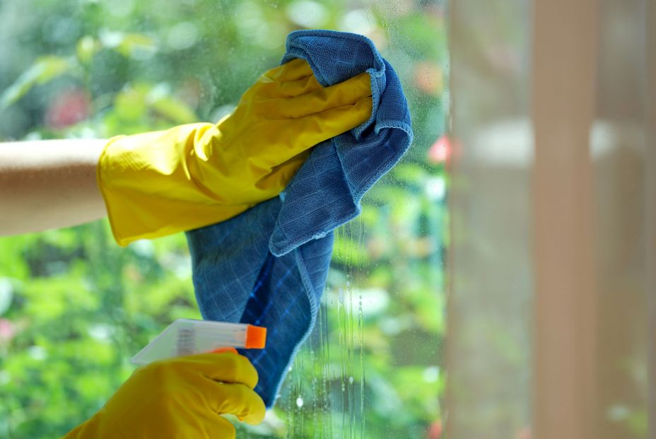 bigstock Close up Of Woman Cleaning Win 457589663