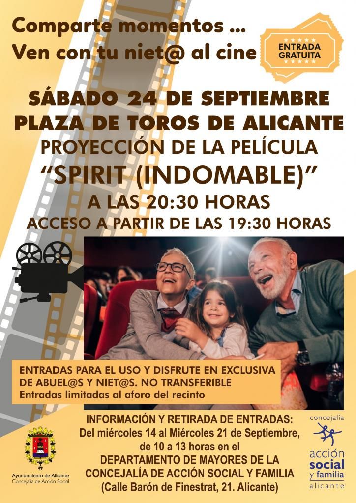 Alicante ofrece un día de cine gratis para abuelos y nietos. Foto: Ayuntamiento de Alicante