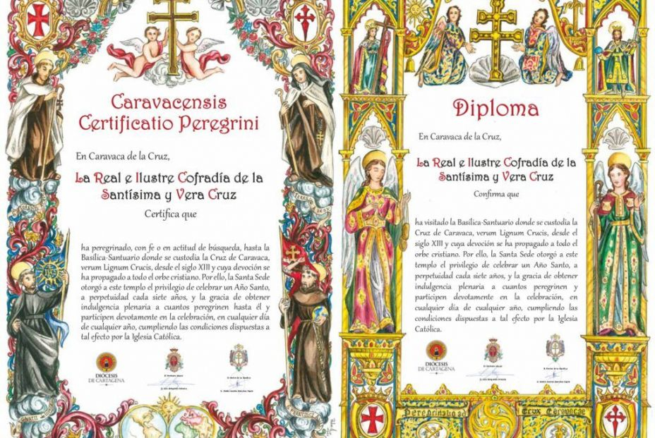 Caravacensis y Diploma FOTO COFRADÍA DE LA SANTA CRUZ DE CARAVACA Caravacensis y Diploma FOTO COFRADÍA DE LA SANTA CRUZ DE CARAVACA