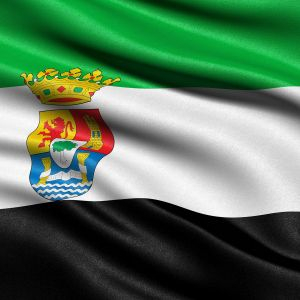 bigstock Flag of Extremadura waving in  370948810