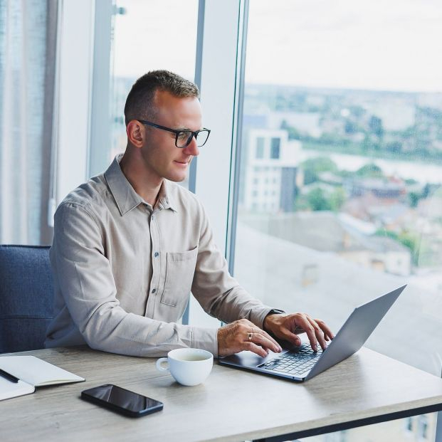 bigstock A Businessman Works On A Lapto 458245711