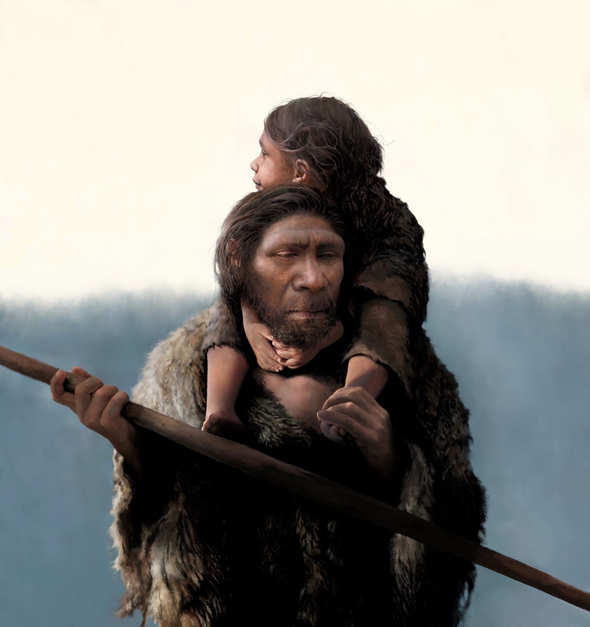 Ilustración de un padre neandertal y su hija. TOM BJORKLUND / MAX PLANCK INSTITUTE