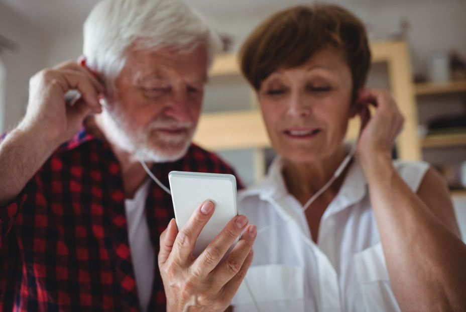 bigstock Senior couple listening to mus 156029054