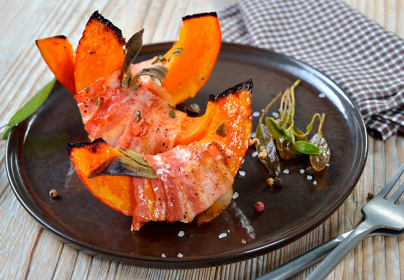 Receta de calabaza asada con beicon. Foto: bigstock