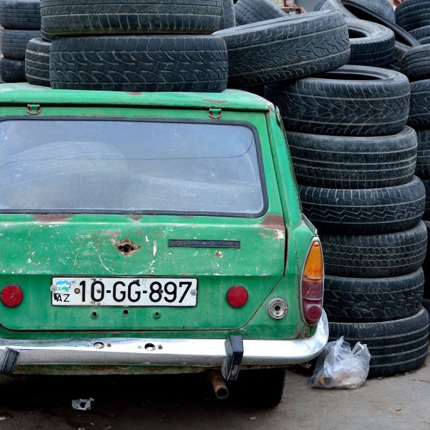 bigstock Old green Azerbaijani car in B 109662287