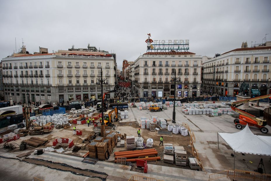 Vista panorámica de las obras de la Puerta del Sol, a 21 de noviembre de 2022