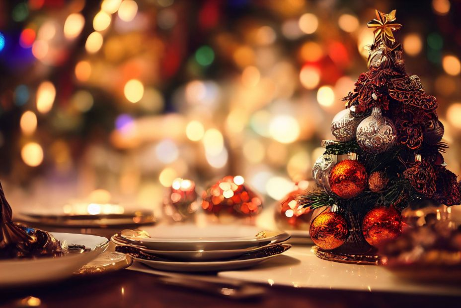 bigstock Christmas Dinner Table Agains 461642125