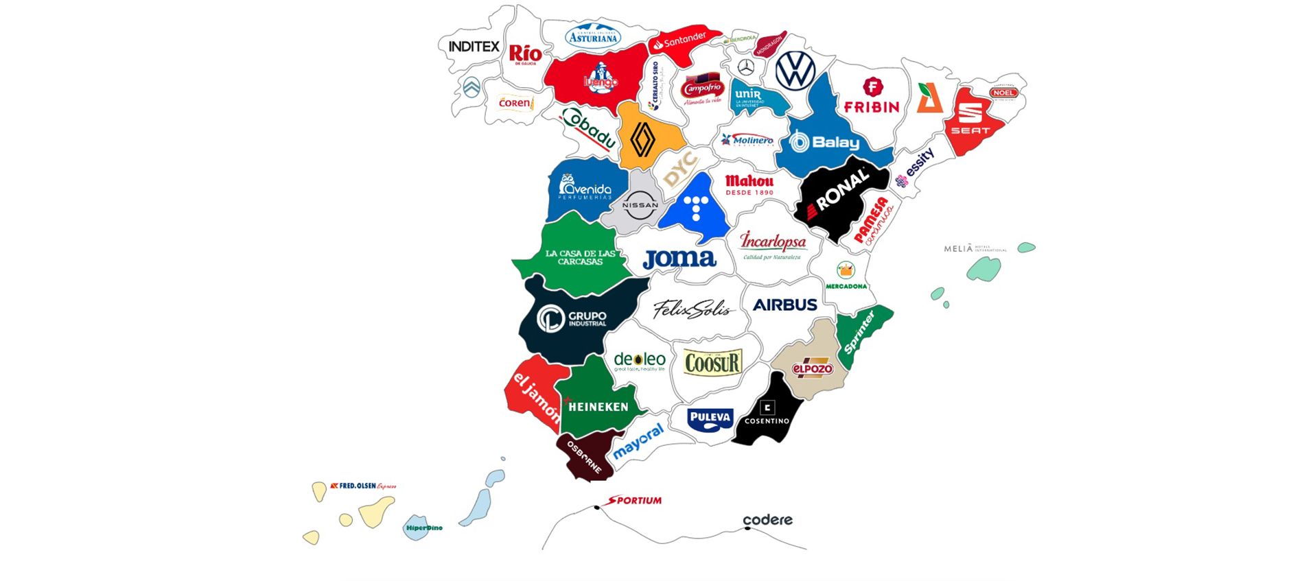 El mapa de las mayores empresas de cada provincia de España