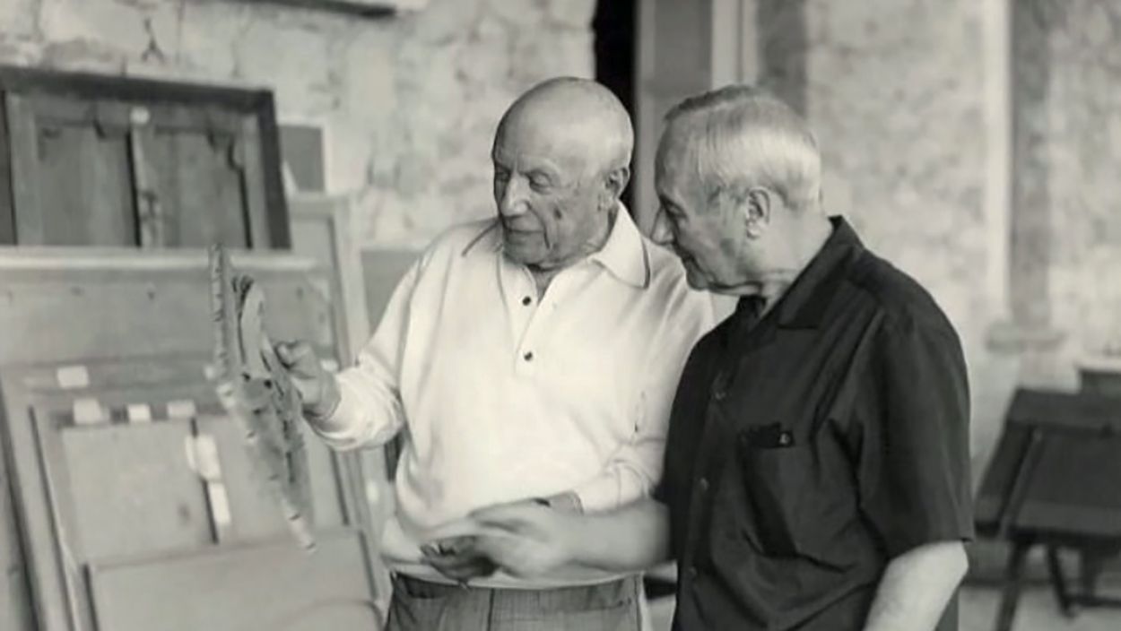 Picasso i Joan Miró, Notre-Dame de vie, Mougins, 1967. Foto: Jacqueline Picasso