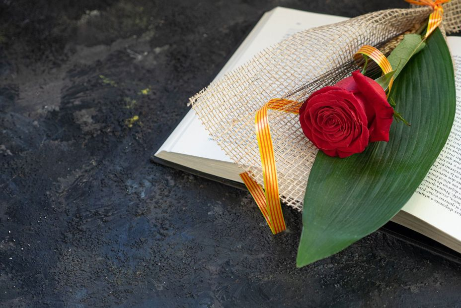 Rosa y libro por Sant Jordi