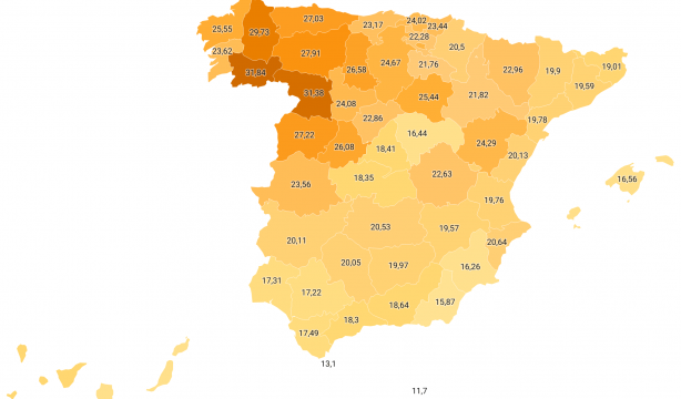El mapa de las provincias con más mayores de España