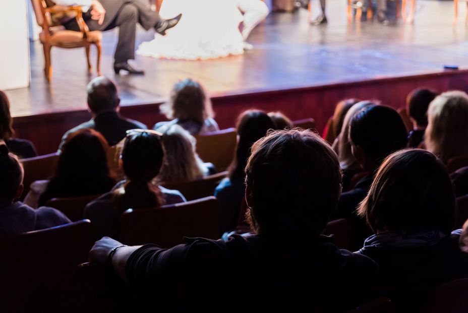 bigstock Spectators At A Theater Perfor 268575529