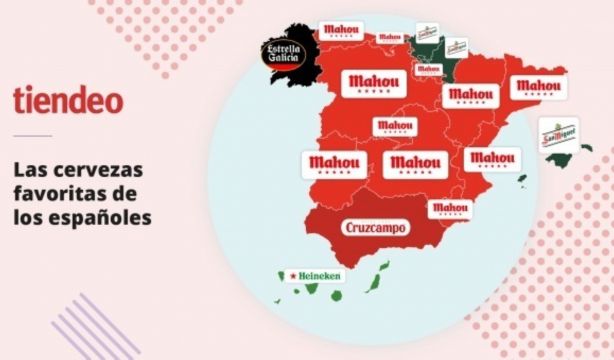 Mapa de cervezas favoritas por los españoles