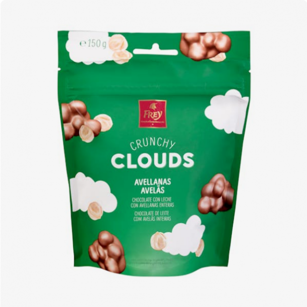 Chocolate con leche Crunchy Clouds Frey con avellanas 