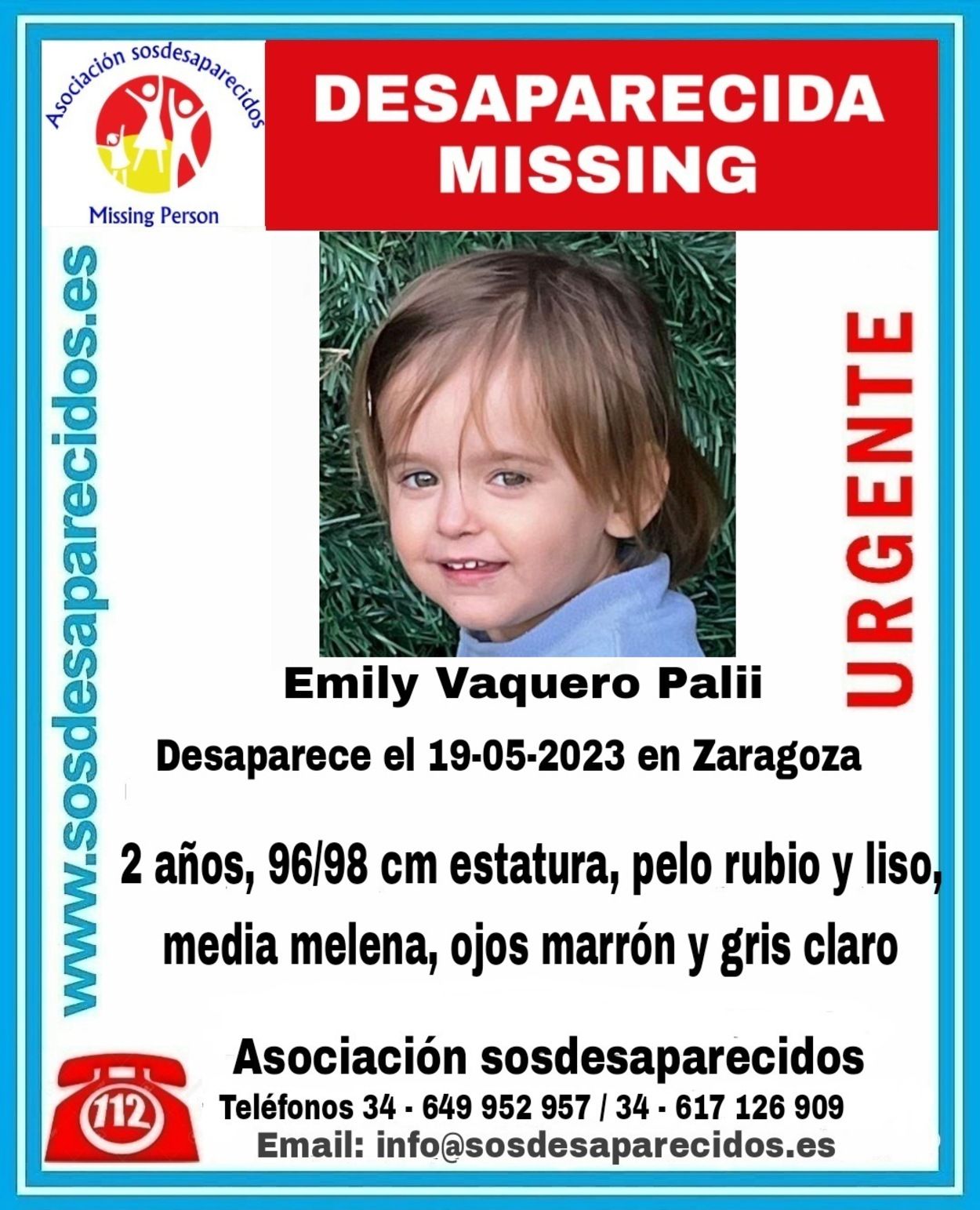 Se busca a una niña de 2 años desaparecida en Zaragoza