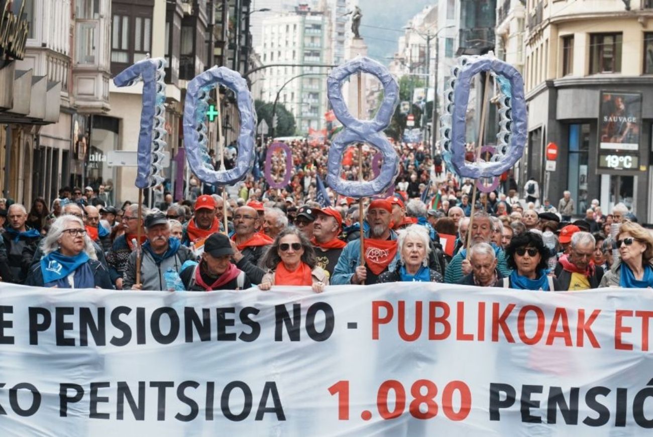 Pensionistas vascos exigen "pensión mínima de 1.080 euros, ¡ya!"