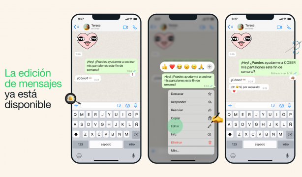Editar mensajes en WhatsApp