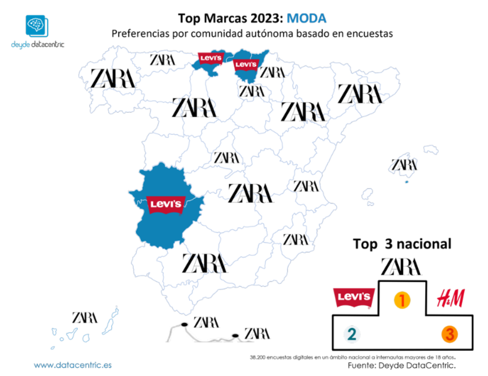 Mapa de las marcas favoritas de moda en España 2023