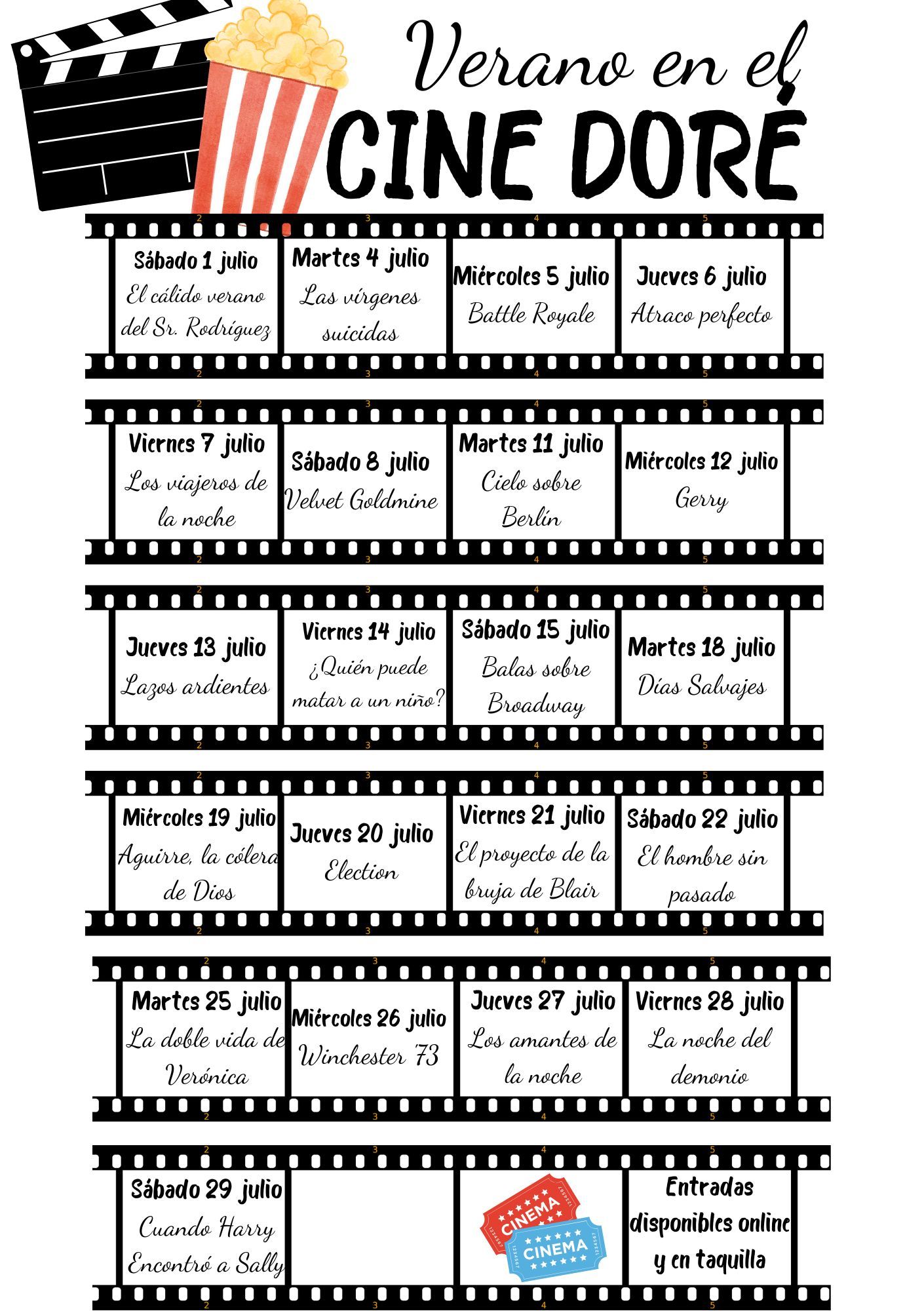 Cartelera de verano del Cine Doré