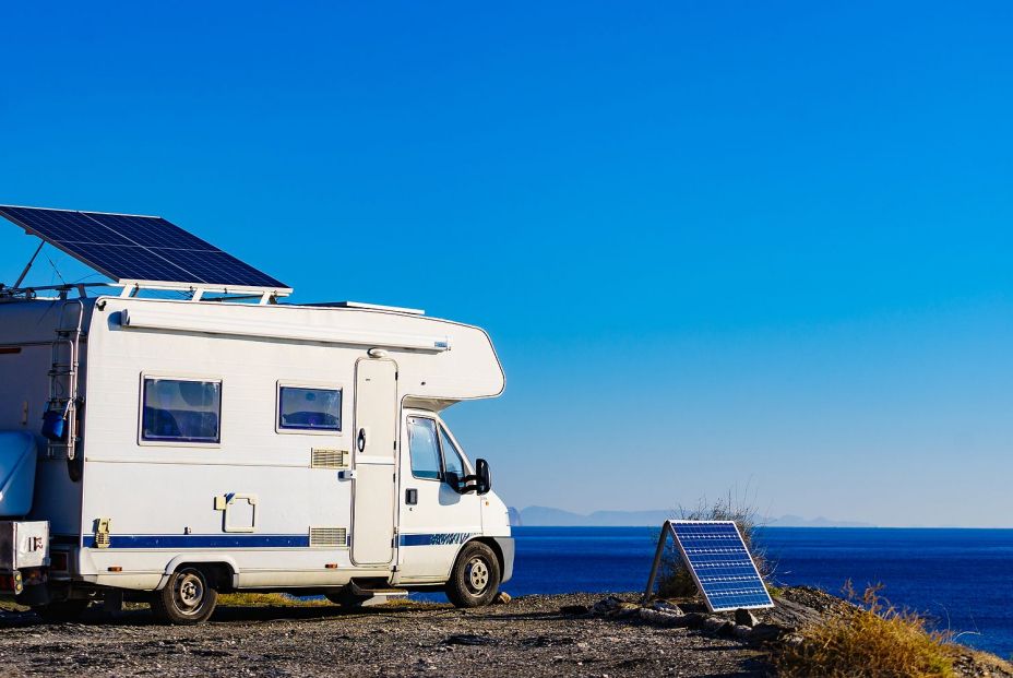 bigstock Caravan With Tilt Solar Panels 477640143