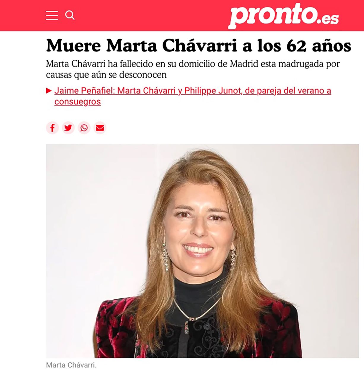 Muere Marta Chávarri a los 63 años