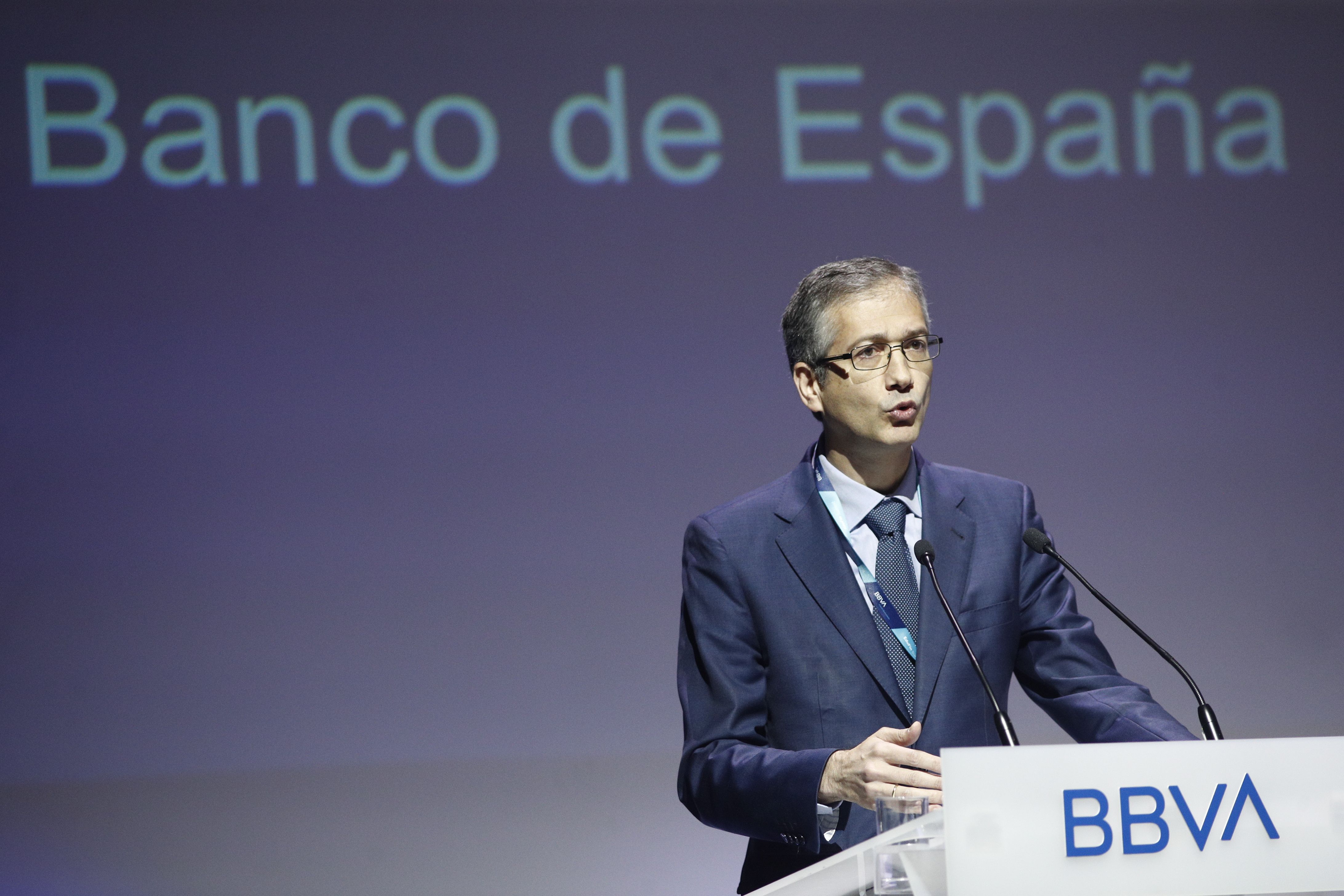 El gobernador del Banco de España Pablo Hernández de Cos durante su intervención en el encuentro Edufin Summit 2019