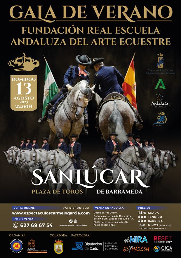 Desembarca en Sanlúcar la Gala de Verano de la Fundación Real Escuela Andaluza del Arte Ecuestre