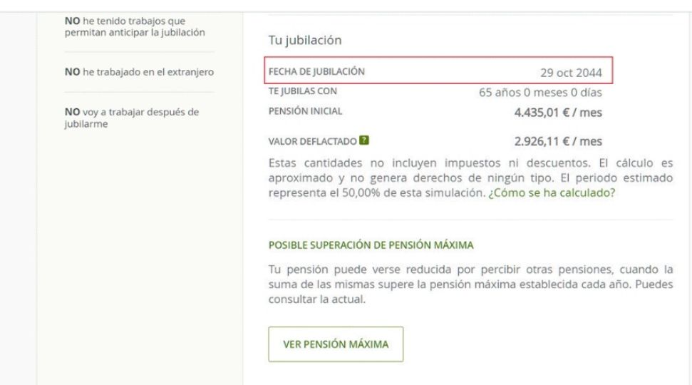 ejemplo fecha jubilacion y pension