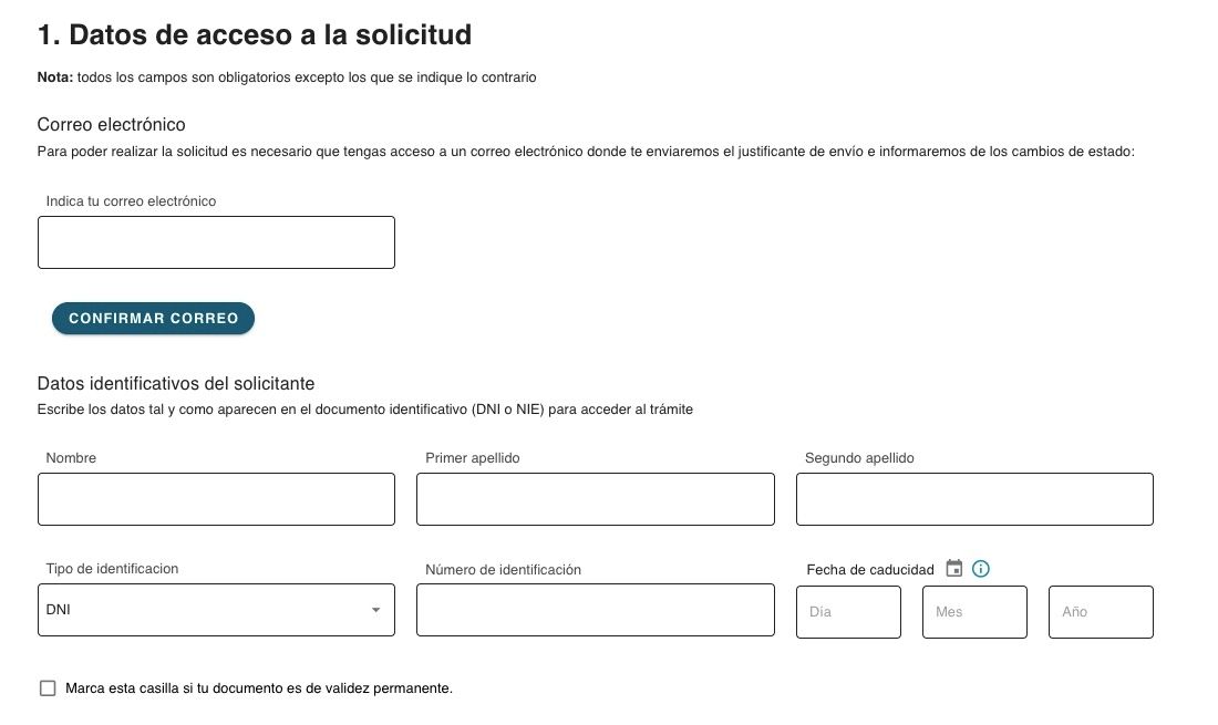 datos acceso solicitud ss