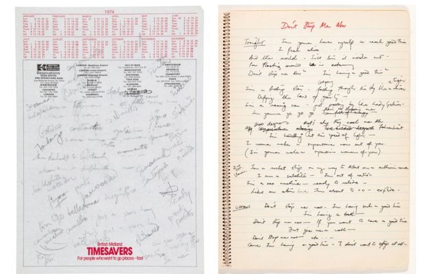 Letras manuscritas de Freddie Mercury Letras manuscritas de Freddie Mercury