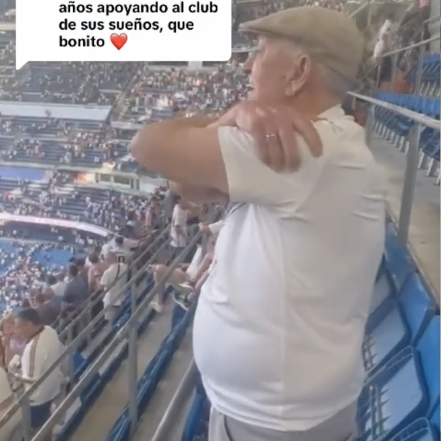 VIDEO: Lleva por sorpresa a su abuelo al Santiago Bernabéu y su reacción conmueve en las redes. Foto: TikTok