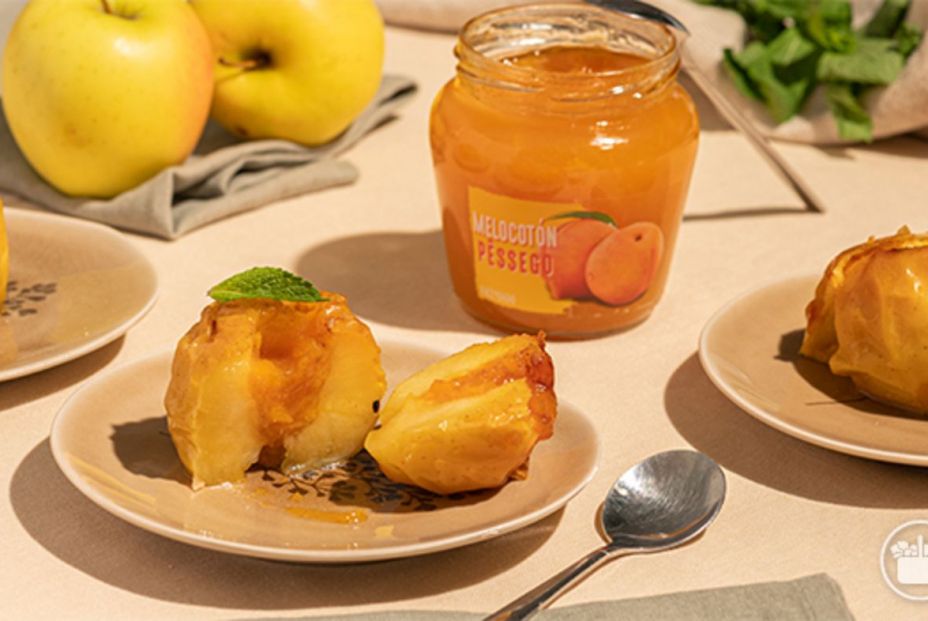 Receta manzana rellena de mermelada de melocoton Receta manzana rellena de mermelada de melocoton
