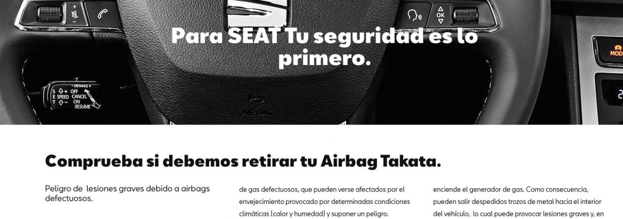 Alertan de airbags defectuosos en cinco modelos de Seat Alertan de airbags defectuosos en cinco modelos de Seat