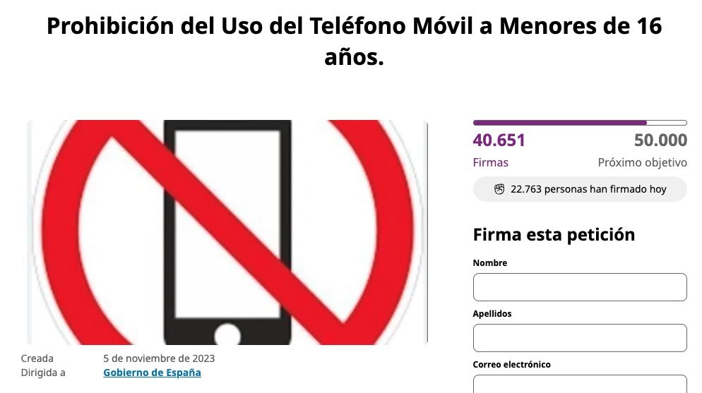 Prohibición del Uso del Teléfono Móvil a Menores de 16 años Prohibición del Uso del Teléfono Móvil a Menores de 16 años