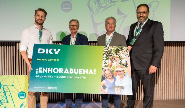 Doron Stein, CEO y cofundador de Memodio  Luis Badrinas, CEO del Barcelona Health Hub, Dr. Francisco Juan, director general de Salud de DKV  Josep Mª Pinós, Sales accunt manager de InterSystem