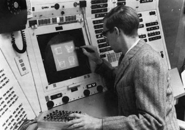Usuario del programa Sketchpad en los años 60. Fuente Architizer