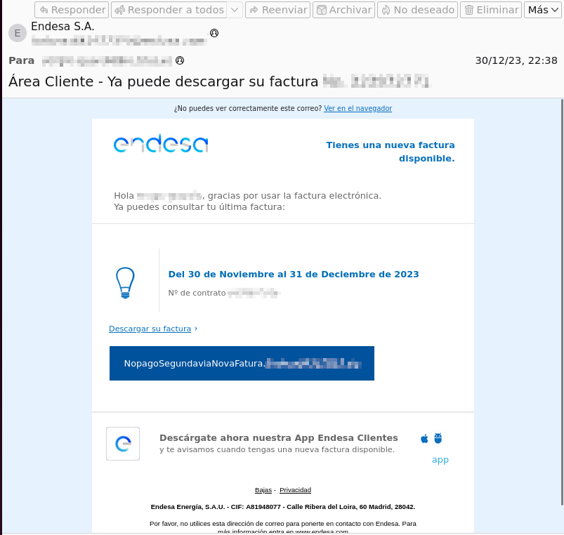 Alerta: este supuesto correo de Endesa es un fraude