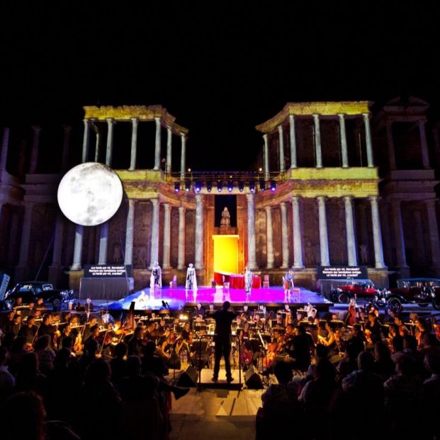 Teatro Romano de Mérida durante una obra