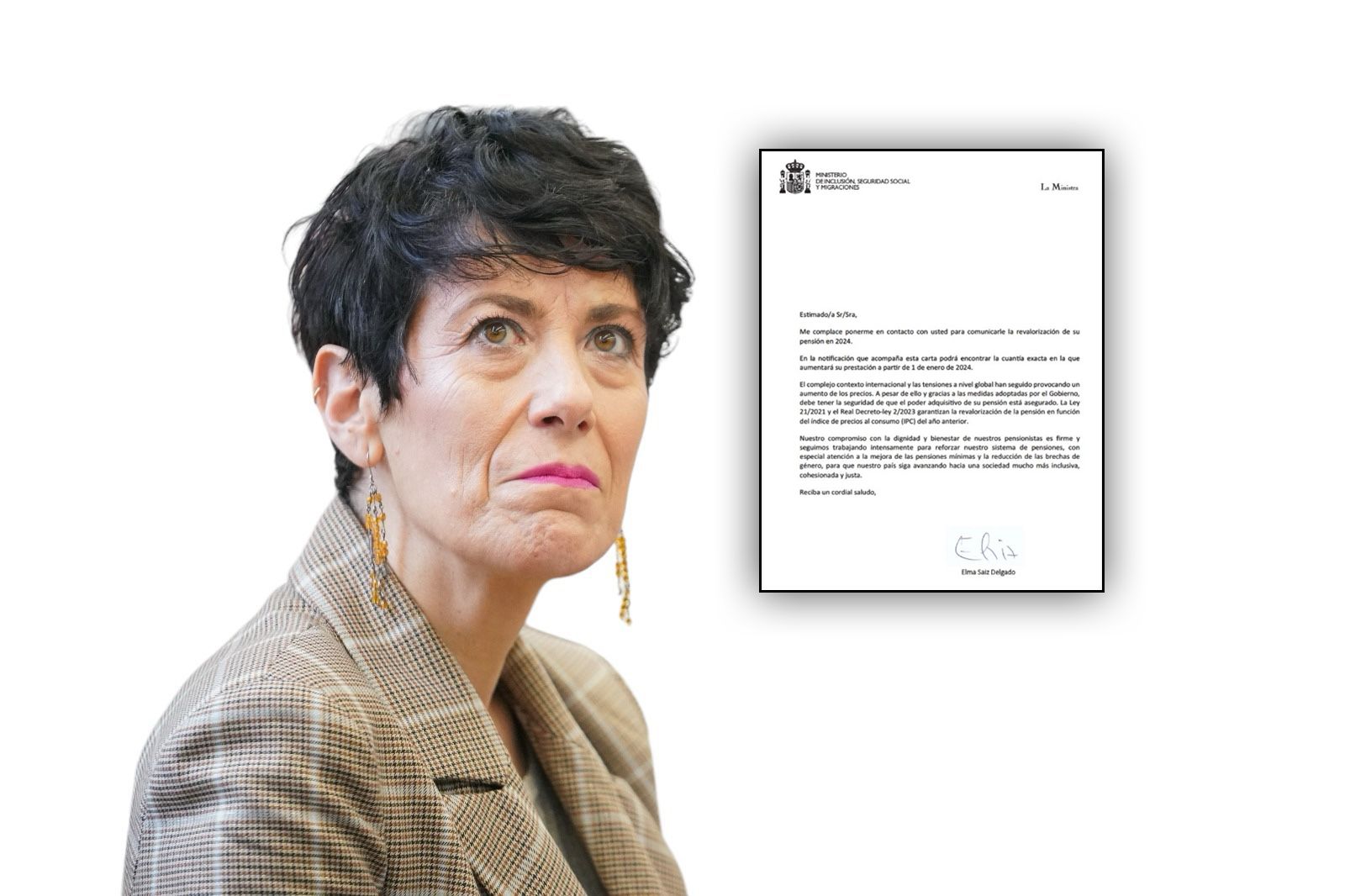 Esta es la carta de la ministra Elma Saiz que cada pensionista recibirá en los próximos días