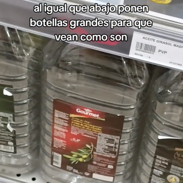 Así ofrece un supermercado el aceite de oliva para evitar robos: "Una joyería tiene menos seguridad". Foto: TikTok