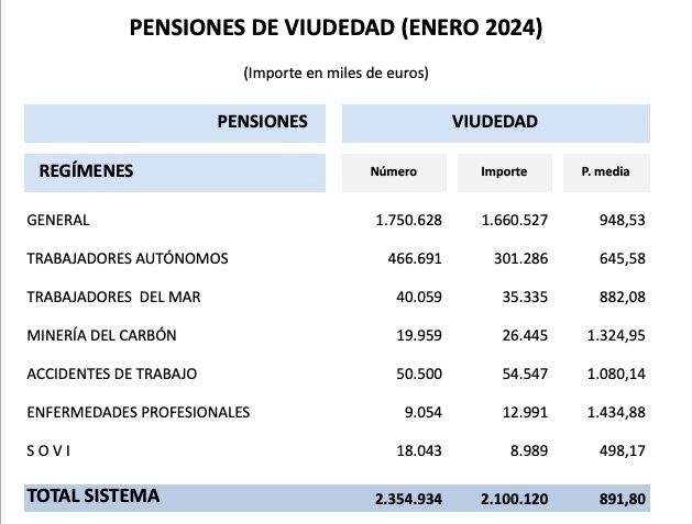 pensiones de viudedad enero 24