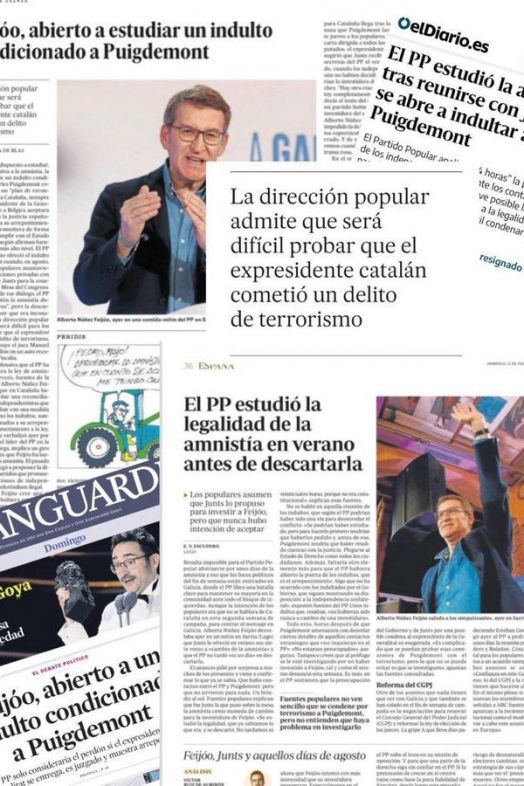 Desconcierto en el PP tras poner Feijóo el foco en el indulto a Puigdemont