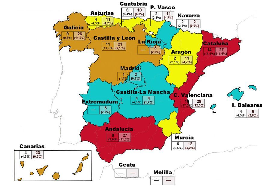 Mapa de ahogamientos en España