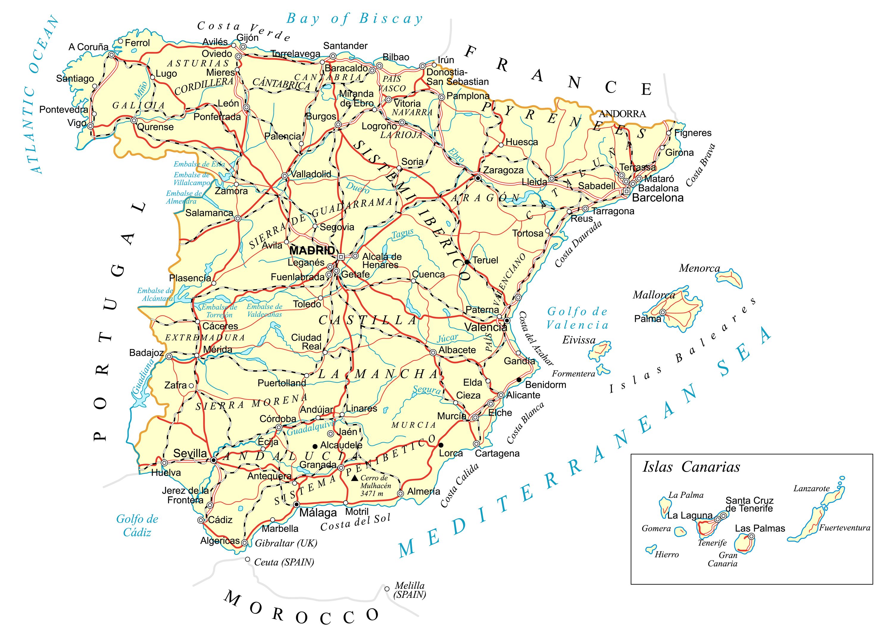 Estas son las carreteras más peligrosas de España, Mapa carreteras España. bigstock