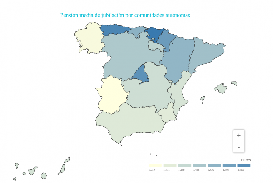 Las tres CCAA con la pensión media de jubilación más alta (epdata) Las tres CCAA con la pensión media de jubilación más alta (epdata)
